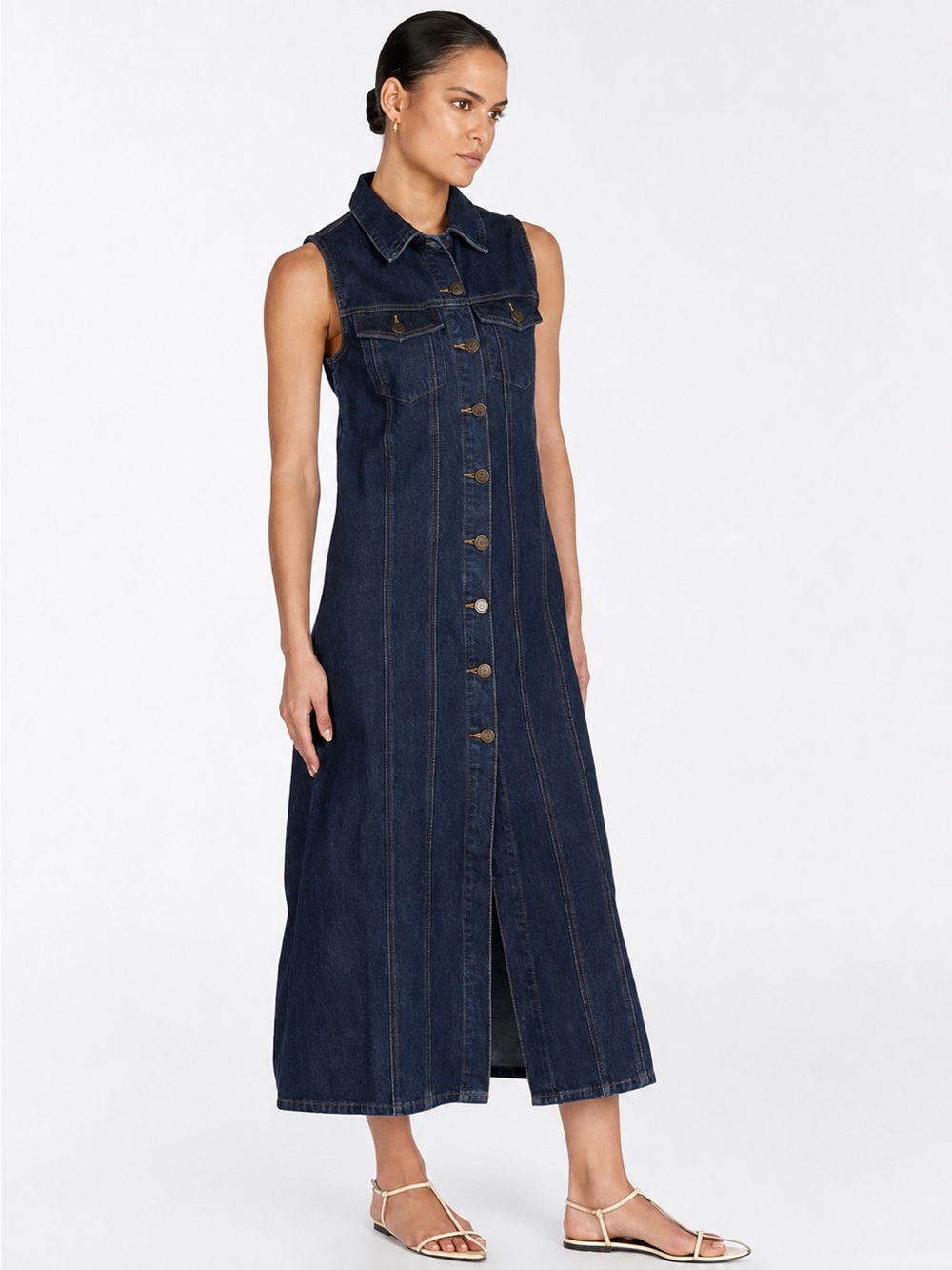 DISSH Lennon Indigo Midi Denim Button-Front Dress - Size 2